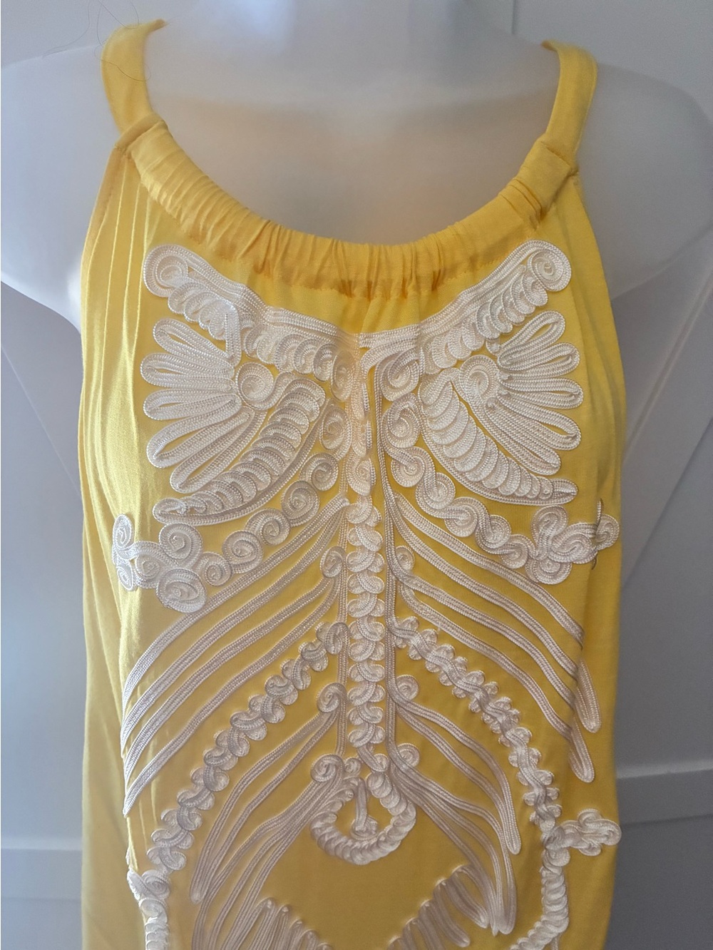 INC International Concepts Yellow Rayon Dress with White Trim